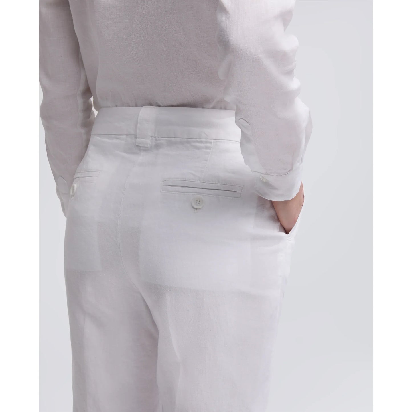 Garment-Dyed Compact Slub Linen Trousers - White - DUNE + SALT