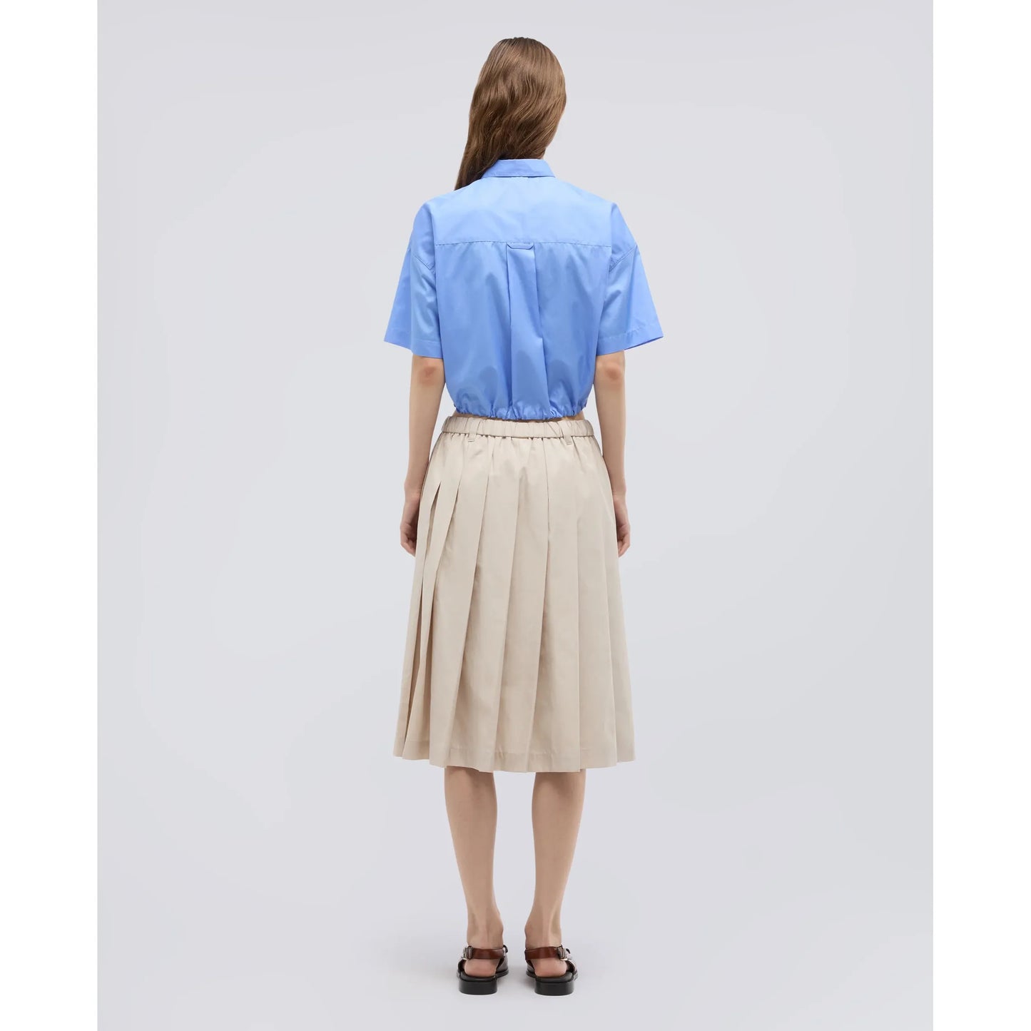 Pleated Cotton Poplin Skirt - White - DUNE + SALT