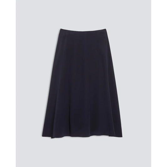 Crepe de Chine Long Silk Skirt - Navy - DUNE + SALT