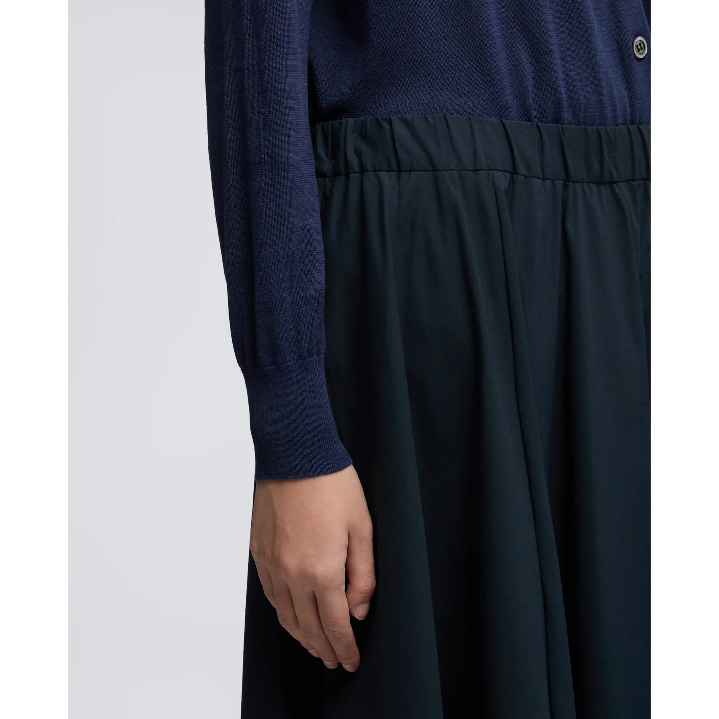 Nylon Poplin Stretch Skirt - Navy - DUNE + SALT