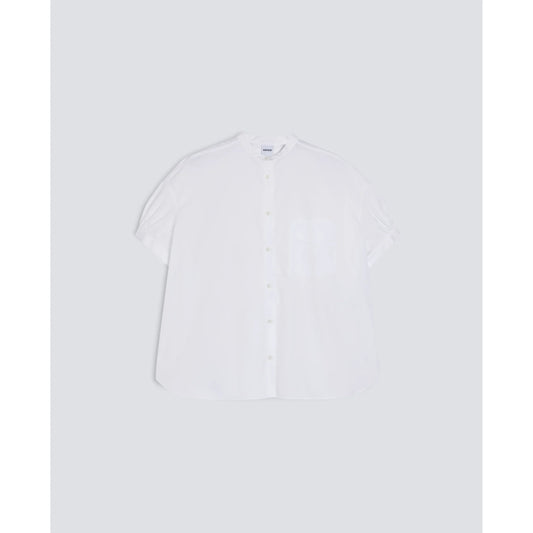 Mandarin Collar Cotton Poplin Shirt - White - DUNE + SALT