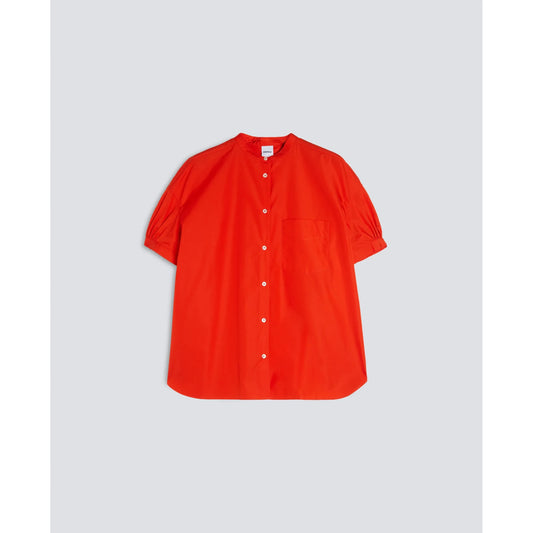 Mandarin Collar Cotton Poplin Shirt - Geranio - DUNE + SALT