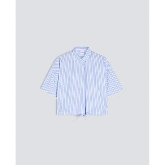 Cropped Cotton Poplin Shirt - Blue Stripe - DUNE + SALT