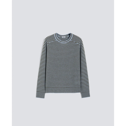 Pure Cashmere Crewneck Sweater - Light Blue Stripe - DUNE + SALT