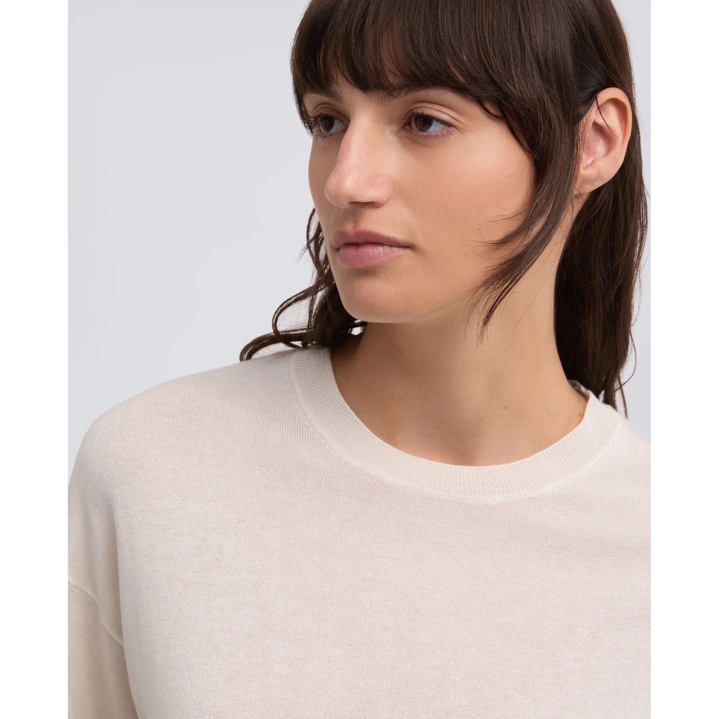 Silk/Cotton/Cashmere Knitted T-Shirt - White - DUNE + SALT