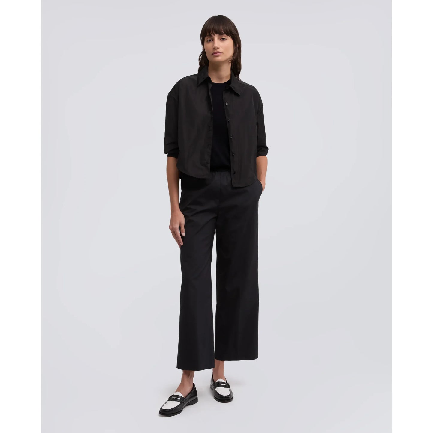 Silk/Cotton/Cashmere Knitted T-Shirt - Black Navy - DUNE + SALT