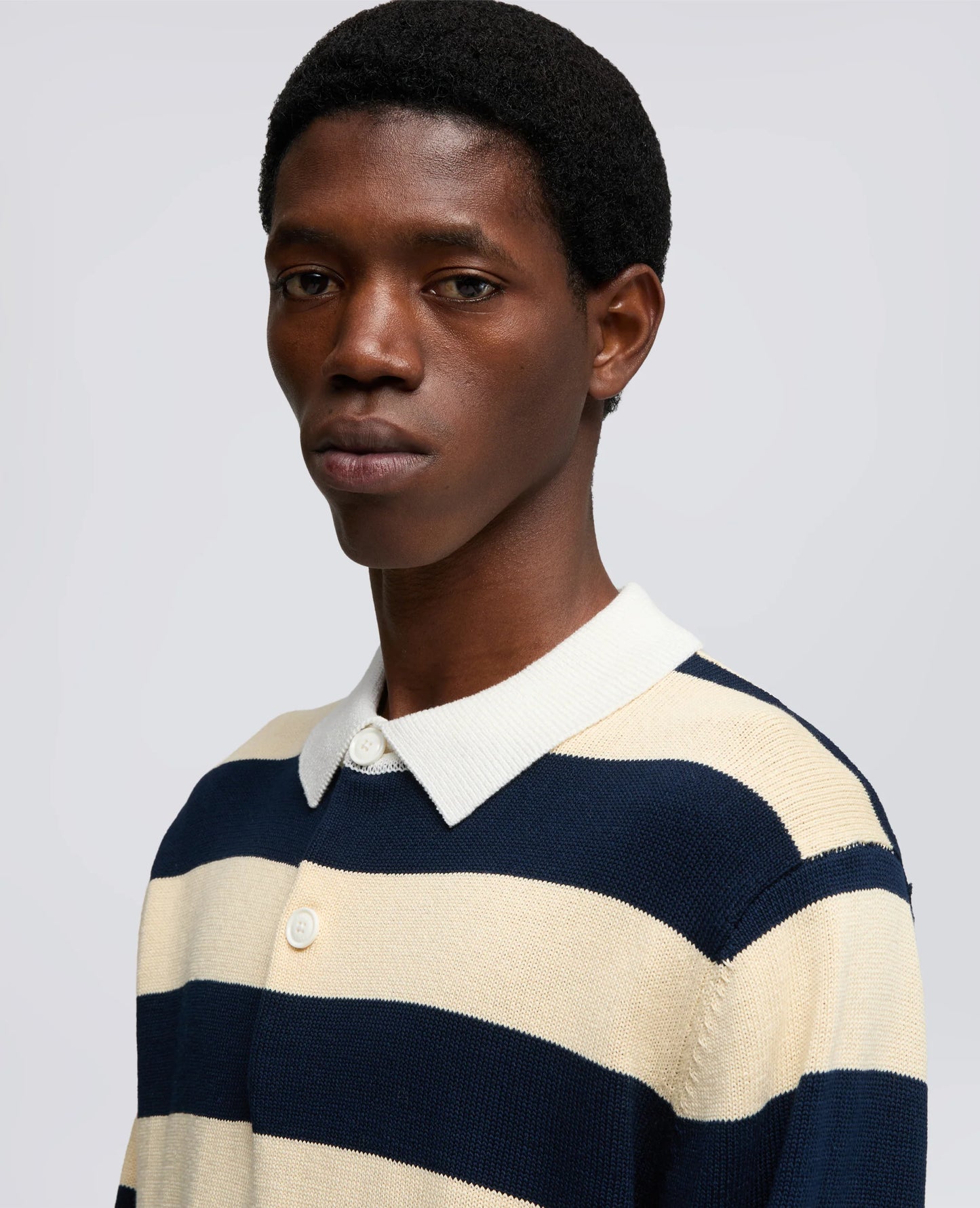 Cotton-Yarn Longsleeve Polo Shirt - Corda/Blue - DUNE + SALT