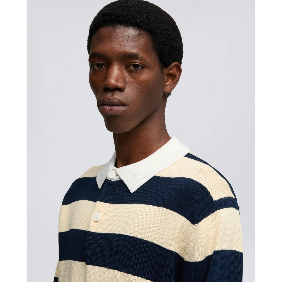 Men's red and blue cotton yarn longsleeve polo shirt by Aspesi, featuring a classic collar and button placket.