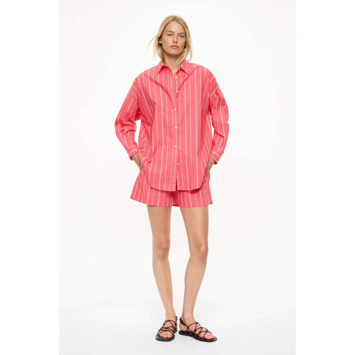 LMND Chiara Striped Shorts - Watermelon/Salsa/Orange/Natural White Smoke