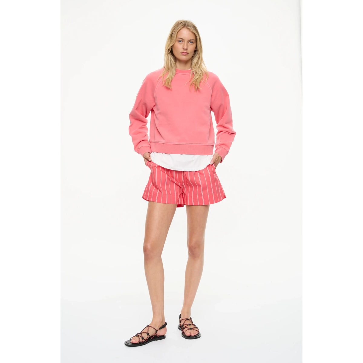 LMND Chiara Striped Shorts - Watermelon/Salsa/Orange/Natural White Smoke