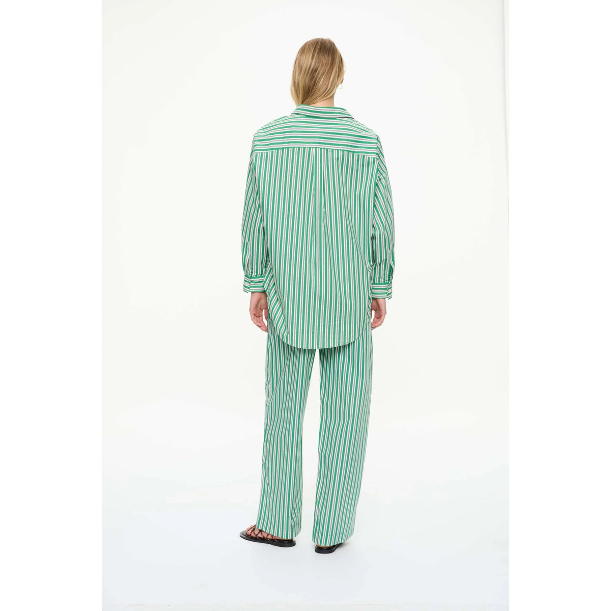 LMND Cala Striped Drawstring Pants - Green Hills/White/Navy White Smoke