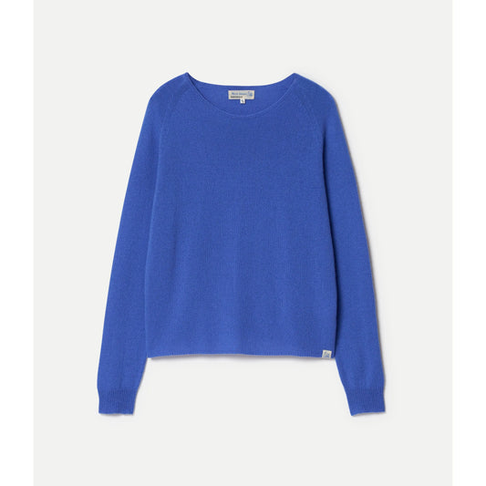 Merz b. Schwanen Lightweight Merino Wool-Cashmere-Silk Crew - Washed Blue Dark Slate Blue