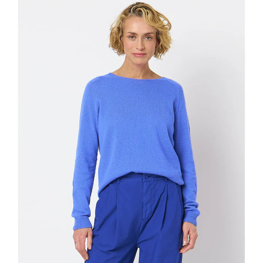 Merz b. Schwanen Lightweight Merino Wool-Cashmere-Silk Crew - Washed Blue Lavender