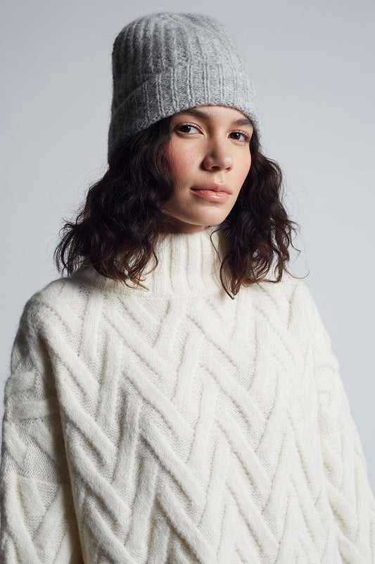 Women's Sophia Hat by ELEVEN SIX in pale grey melange, stylish and cozy accessory with a soft, textured fabric.