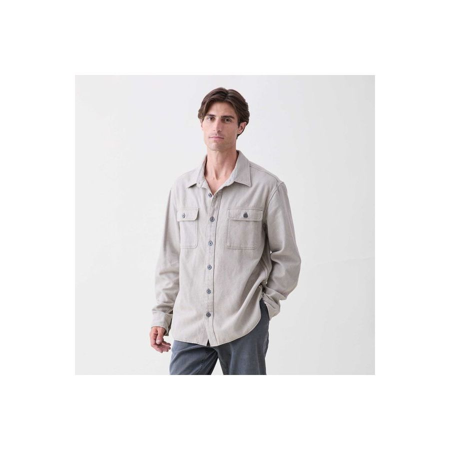 Dylan Brushed Twill Overshirt - Khaki - DUNE + SALT