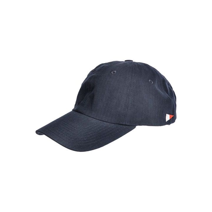 Men's herringbone sailing cap in ink color by Heimat, featuring a classic design and textured fabric for nautical style.