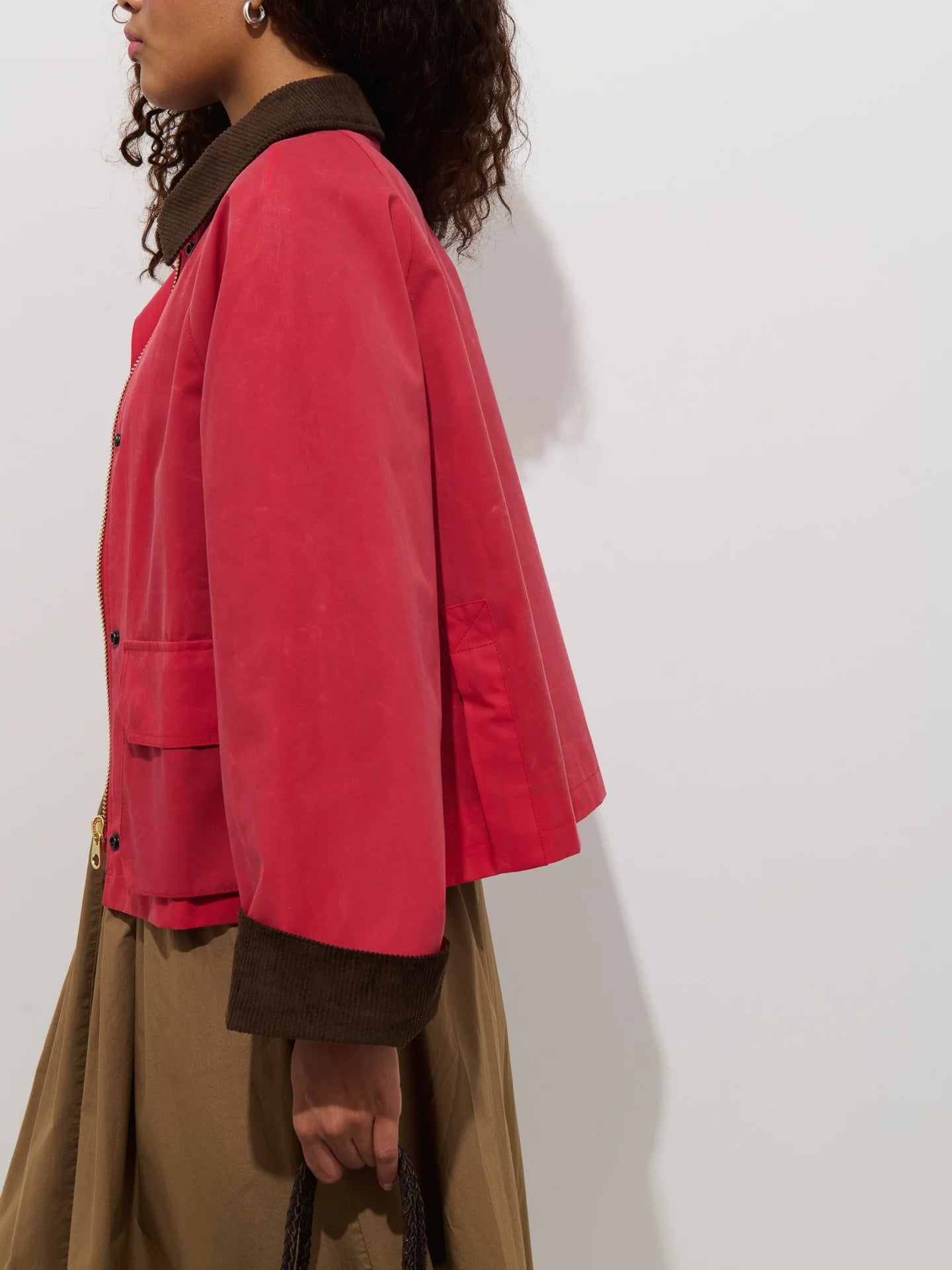 Chiltern Cropped Jacket In Waxed Canvas - Red - DUNE + SALT
