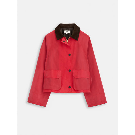 Chiltern Cropped Jacket In Waxed Canvas - Red - DUNE + SALT