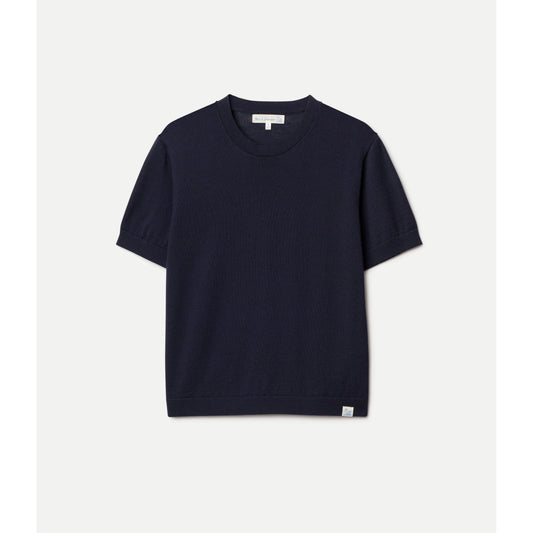 Refined Merino Wool Short Sleeve Women's T-Shirt - Dark Navy - DUNE + SALT