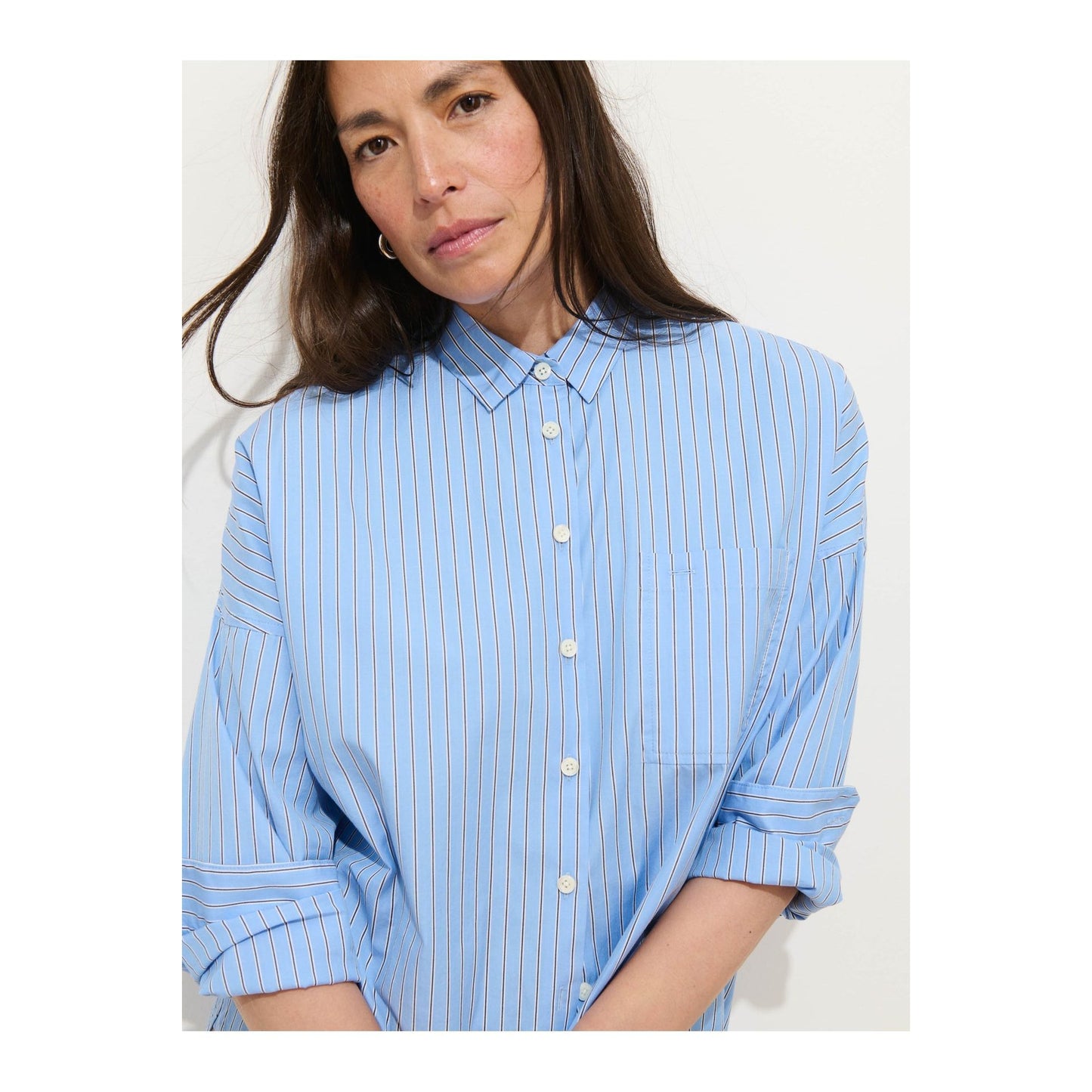 Jo Shirt in Cotton Poplin - Coastal Blue - DUNE + SALT