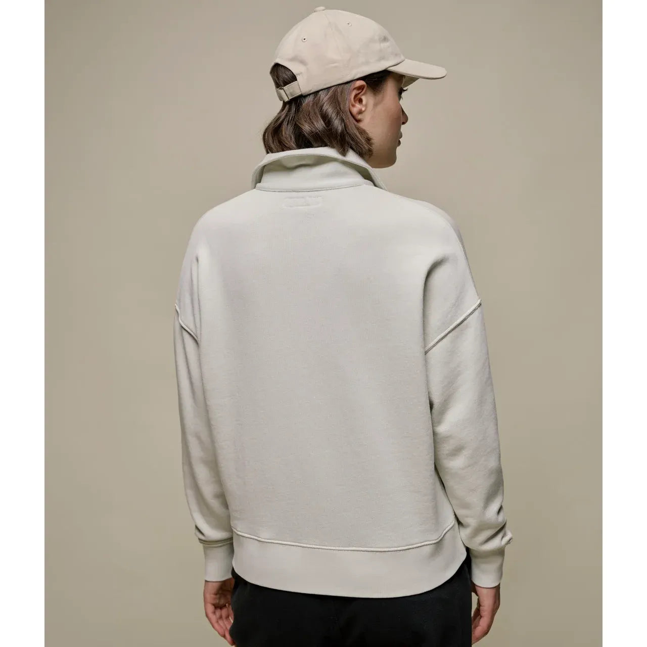Cropped Retro Fleece Women's Half-Zip Sweatshirt - Cashew - DUNE + SALT