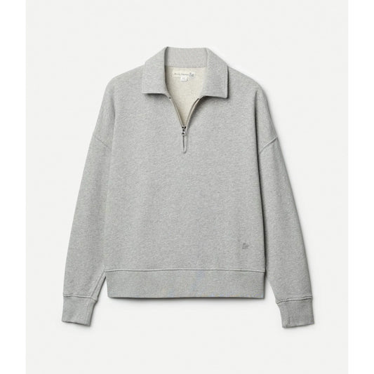Merz b. Schwanen Cropped Retro Fleece Women's Half-Zip Sweatshirt - Grey Melange Gray