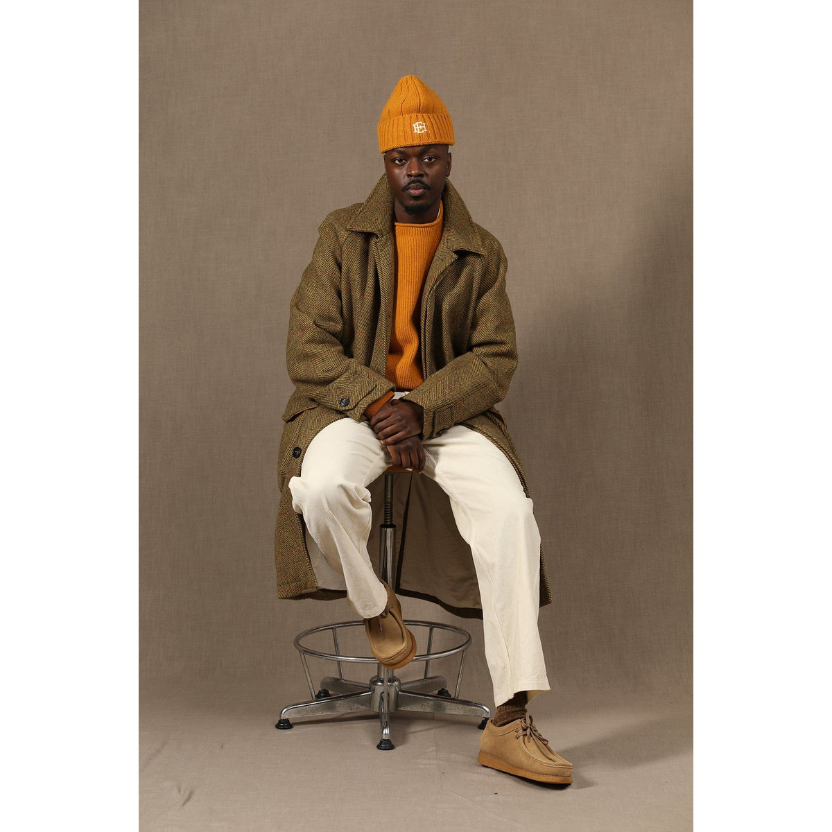 East Harbour Surplus Yardley Shetland Wool Coat - Ocre Dark Olive Green