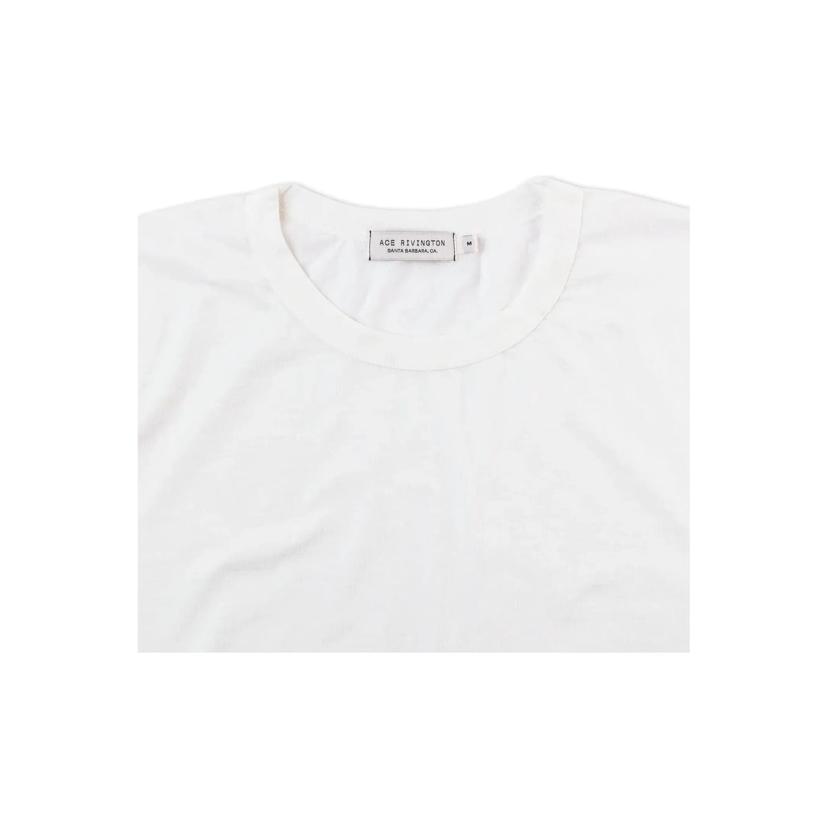 Men's Supima SS Crewneck Tee by Ace Rivington in chalk, close-up showing soft cotton fabric and classic crewneck design.