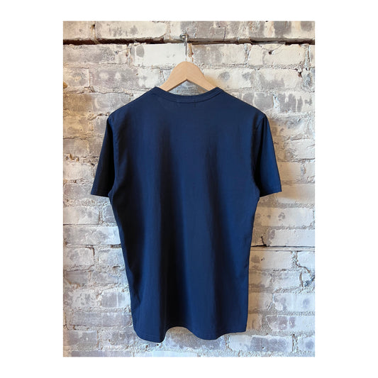 Men's navy Supima SS crewneck tee by Ace Rivington, shown flat with short sleeves and soft cotton fabric detail.