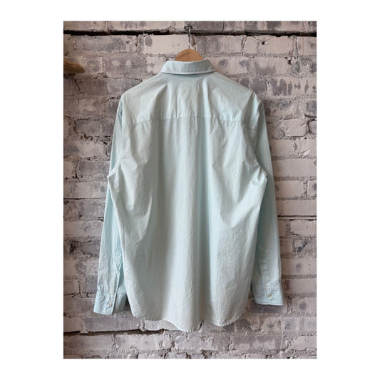 Men's Fred Garment-Dyed Sky Blue Shirt by Aspesi, showcasing a casual fit with soft fabric and classic collar.