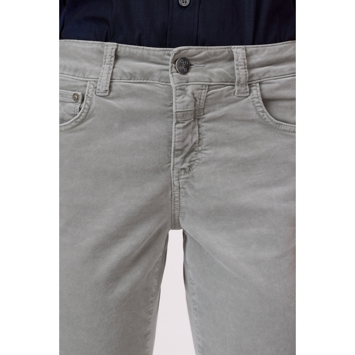 Women's Baker Velvet Pant in Stoneleaf Green by Closed Women's, showing the soft velvet fabric and relaxed fit.