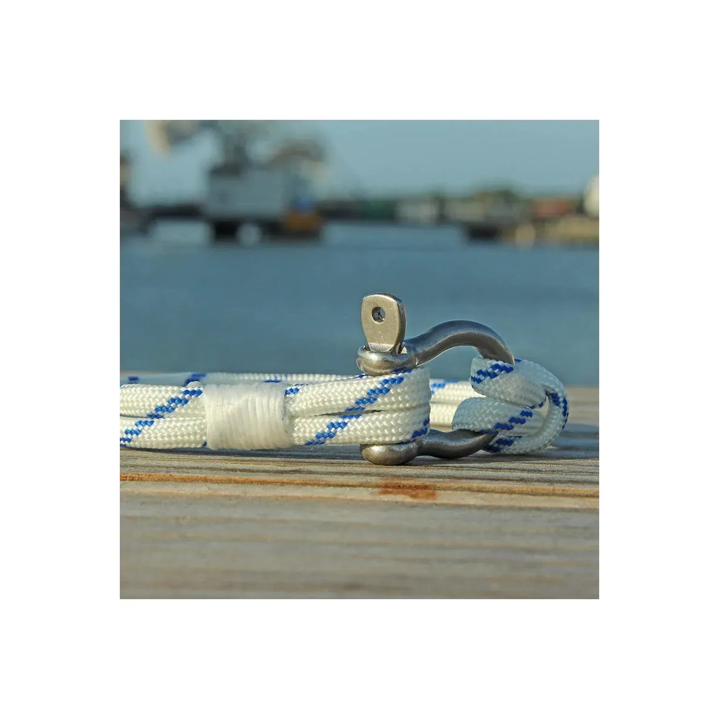 Blue Stripe Nautical Shackle Bracelet - DUNE + SALT