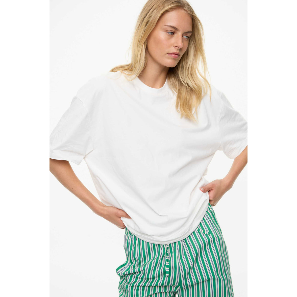 LMND Cala Striped Drawstring Pants - Green Hills/White/Navy White Smoke