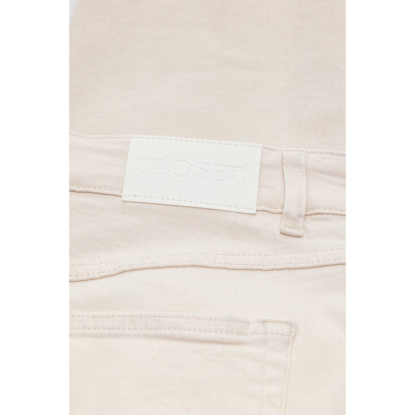 Women's ivory Milo Comfort Stretch Straight Jean by Closed, shown in a natural fit with a classic straight-leg style.