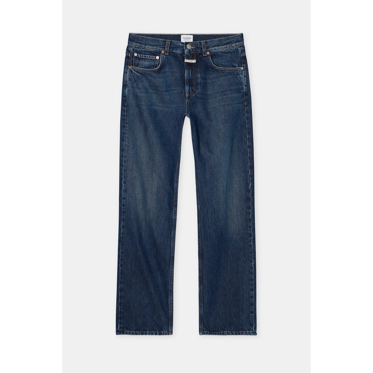 Dark blue women's Jonta Relaxed Jean by Closed Women's, showing the fit and fabric texture of the casual denim pants.