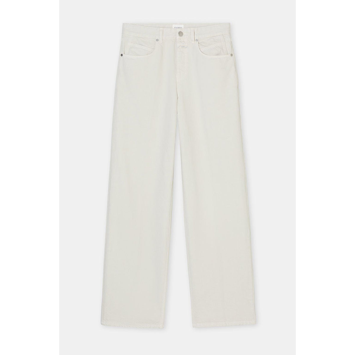 Women's Nikka Wide Jean in Stone Beige by Closed, showcasing the relaxed fit and stylish denim fabric.