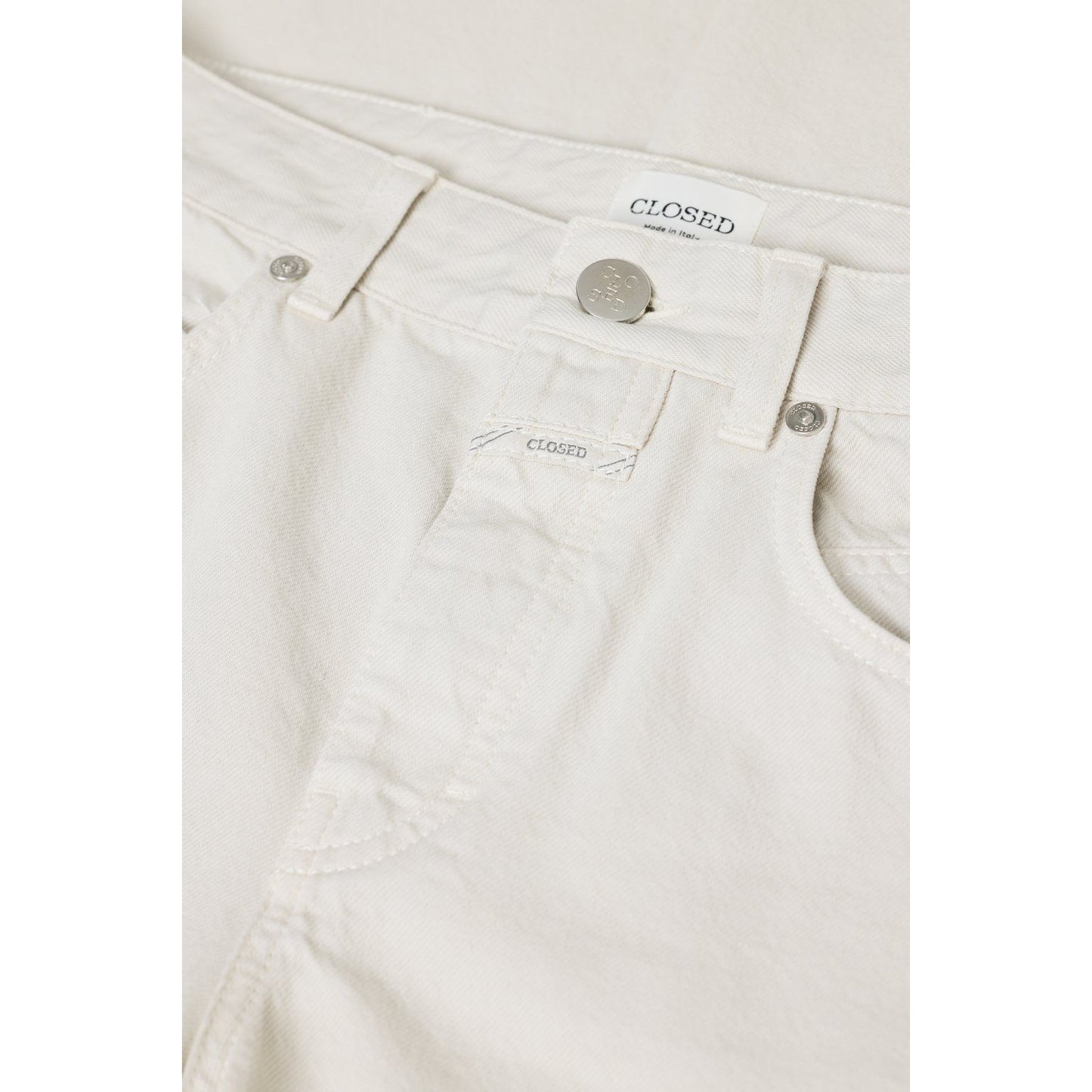 Women’s Nikka Wide Jean in stone beige by Closed, showing the relaxed fit and classic denim texture on a neutral background.