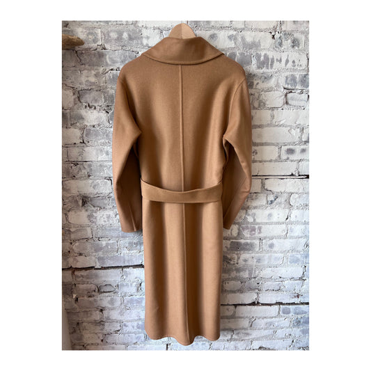 Women's DoubleFace Coat in Biscotti Brown by Closed, showing the cozy, reversible design and stylish fit.