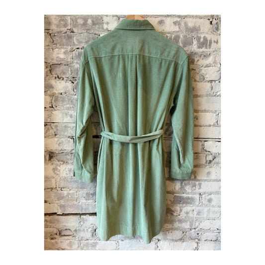 Women's Hartford Revol Corduroy Dress in Jade, showcasing its stylish fit and textured fabric.