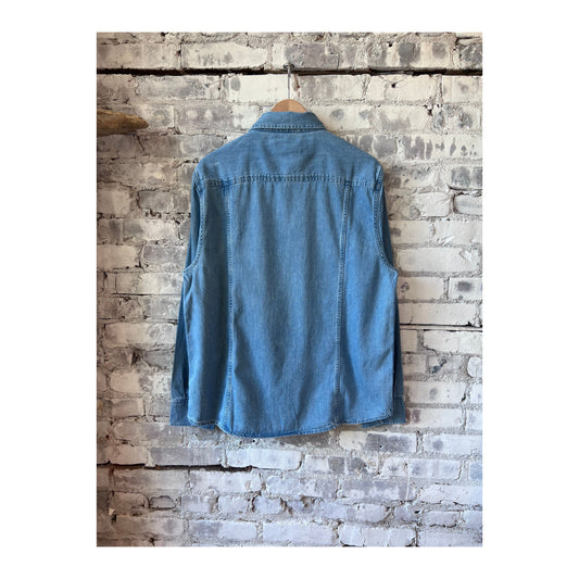 Men's light indigo denim shirt by Corridor, long sleeve casual shirt with classic button-up design.