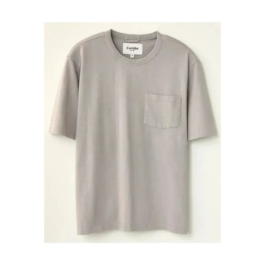 Men's garment dyed oyster grey tee by Corridor, organic cotton fabric with a relaxed fit and casual style.