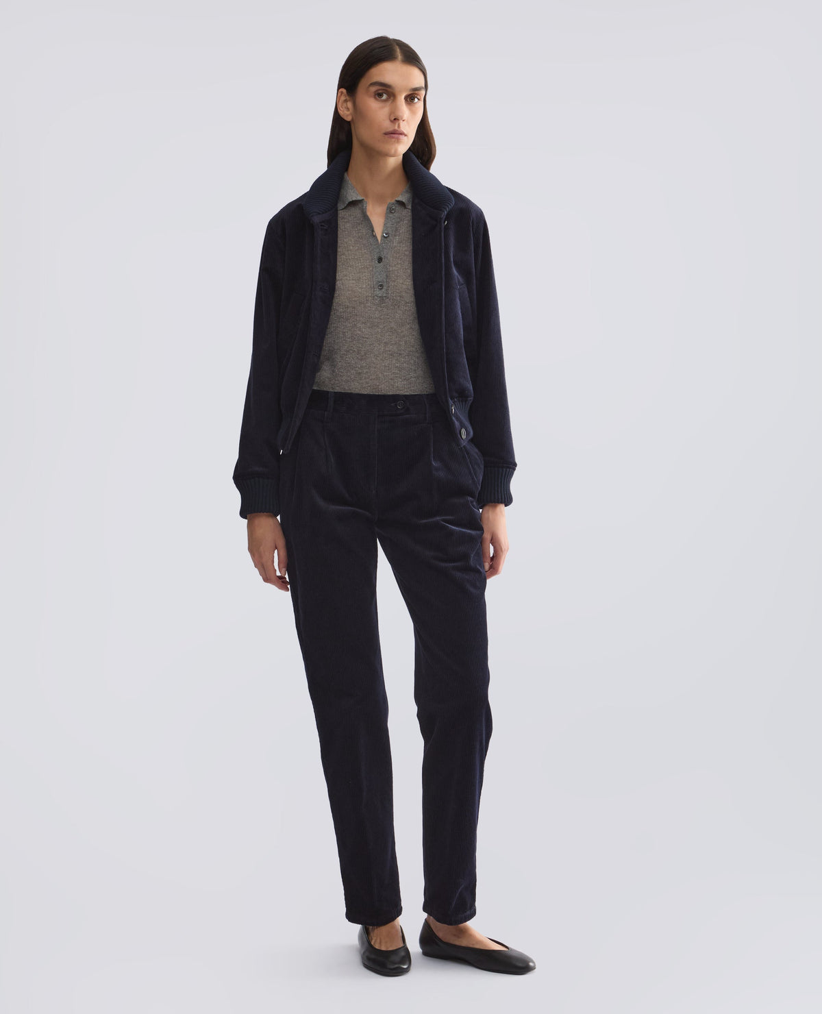 Aspesi Cotton Corduroy Jacket - Navy Light Gray