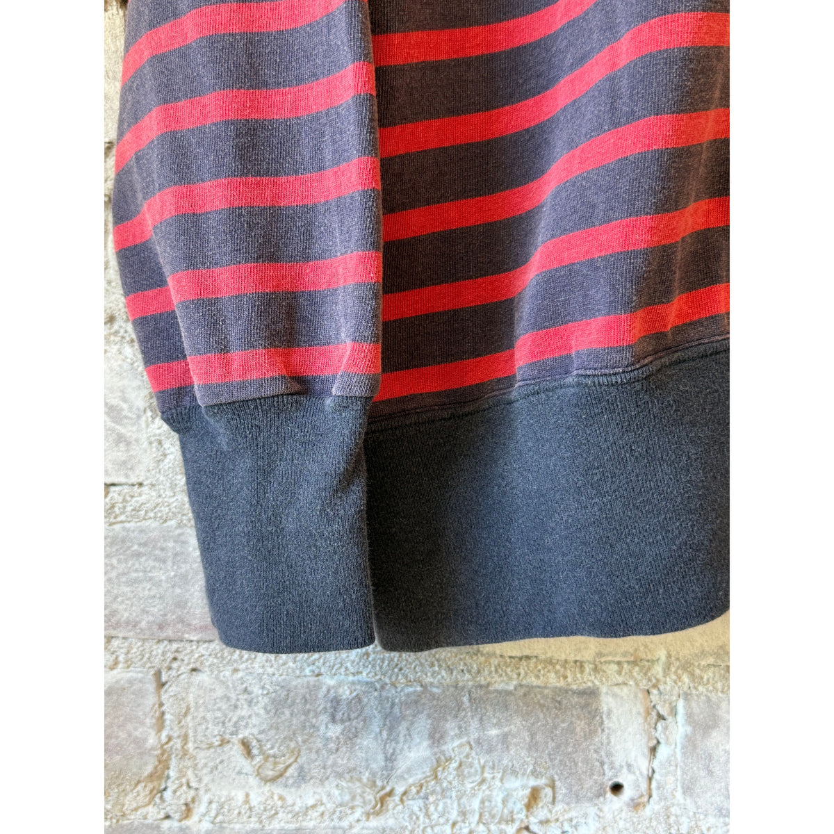 V::Room Cotton Heavy Boarder V-Cardigan - Navy/Red Light Gray