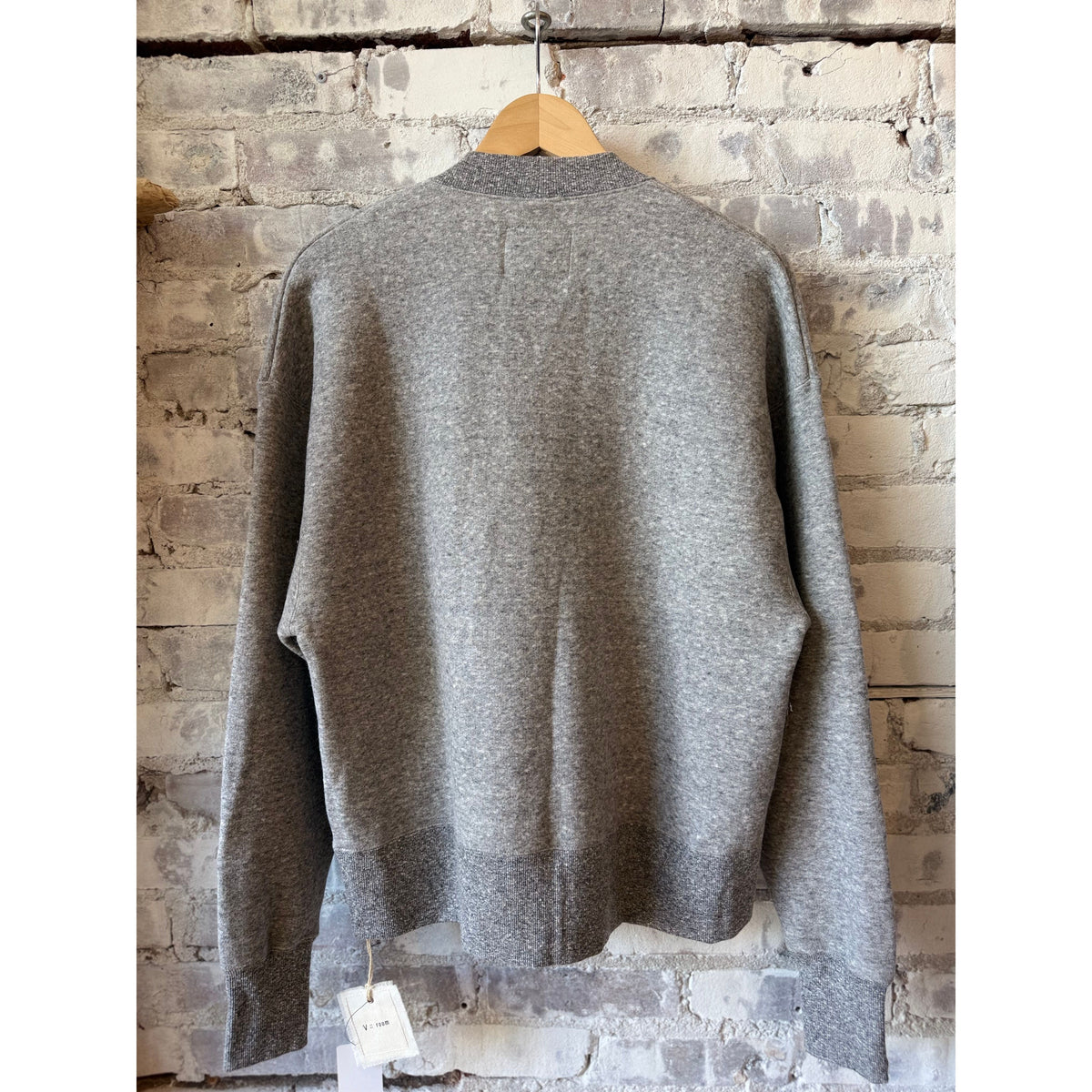 V::Room Cotton Tencel Brushed Fleece LS Cardigan - Heather Charcoal Dark Gray