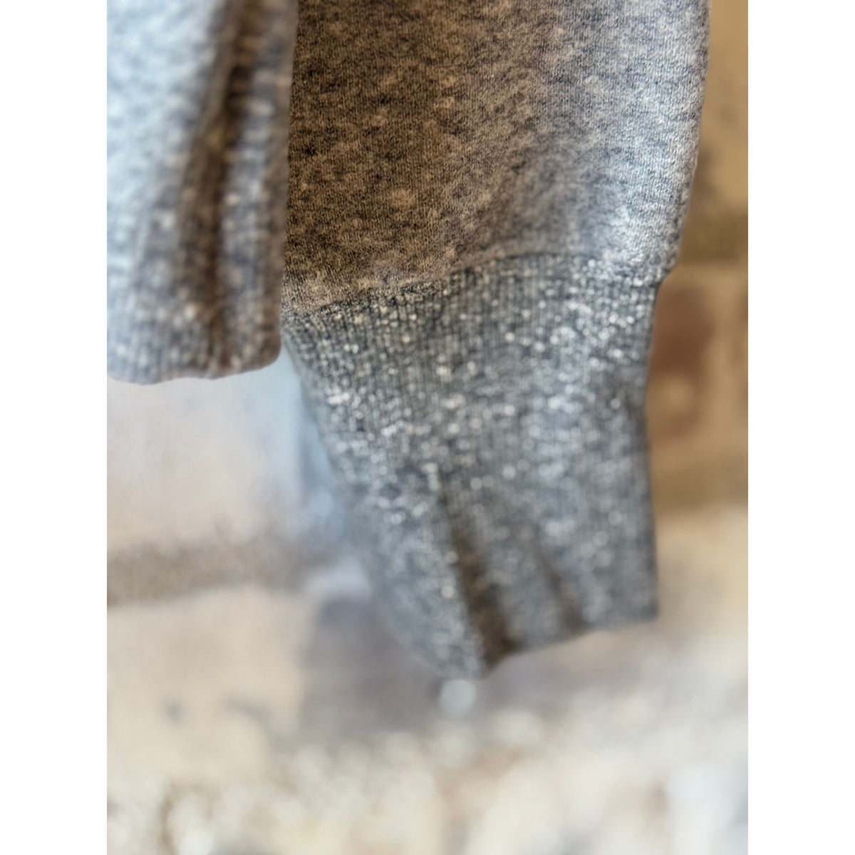 V::Room Cotton Tencel Brushed Fleece LS Cardigan - Heather Charcoal Light Slate Gray
