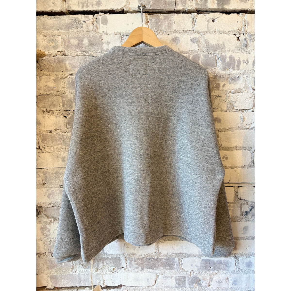 V::Room Cotton Tencel Brushed Fleece Oversized LS Crew - Heather Charcoal Dark Olive Green