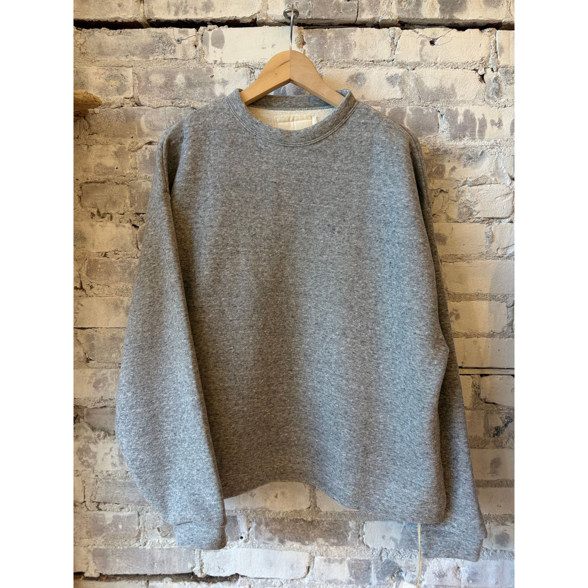 V::Room Cotton Tencel Brushed Fleece Oversized LS Crew - Heather Charcoal Light Slate Gray