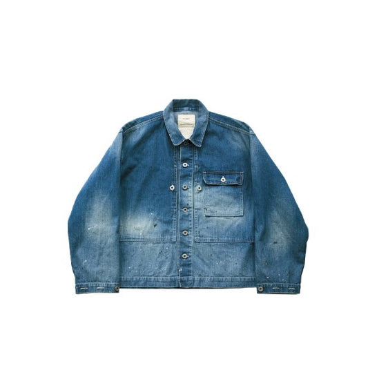 Men's H-Unit Denim P-44 Jacket in used wash, featuring classic denim style with a relaxed fit and visible stitching details.