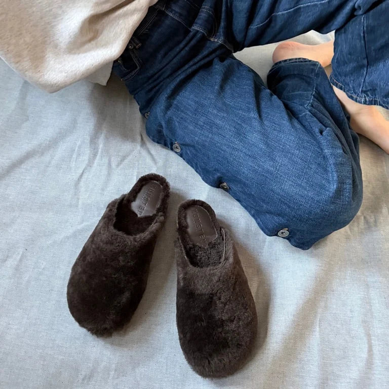 Ella Cashmere/Lambswool Clog - Umber "Inside Out"