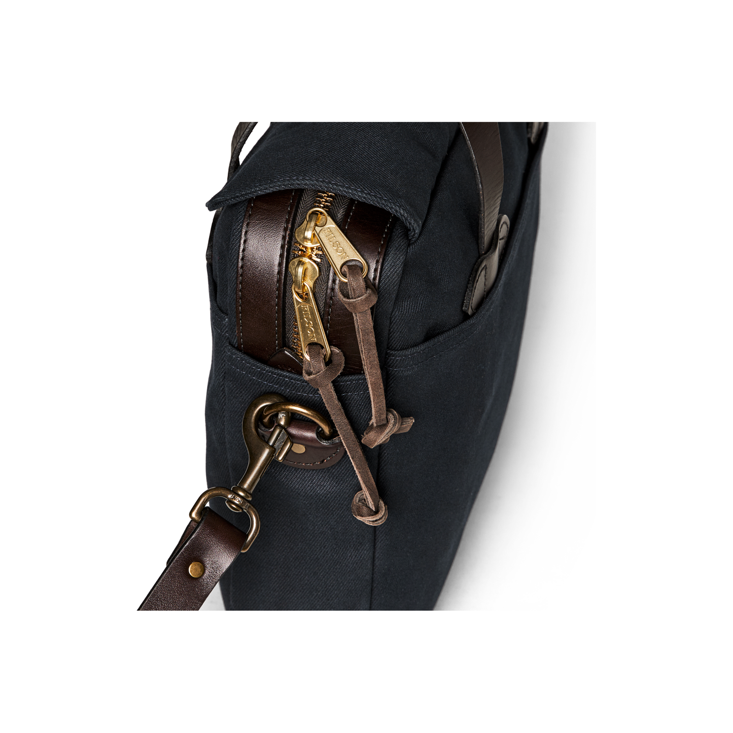 FILSON Rugged Twill Original Briefcase in navy, durable accessories with a classic design, featuring sturdy handles and secure closure.